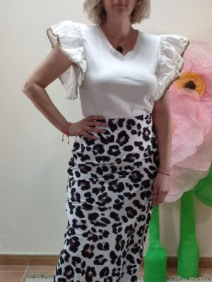 FALDA SATEN LEOPARDO
