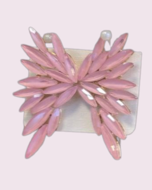 PENDIENTE CRISTAL ABANICO ROSA