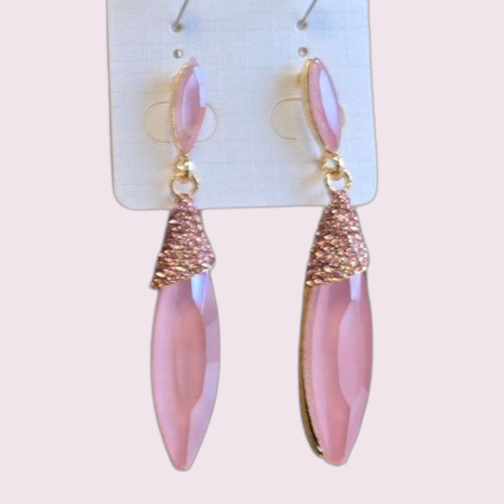 PENDIENTE LAGRIMA ROSA